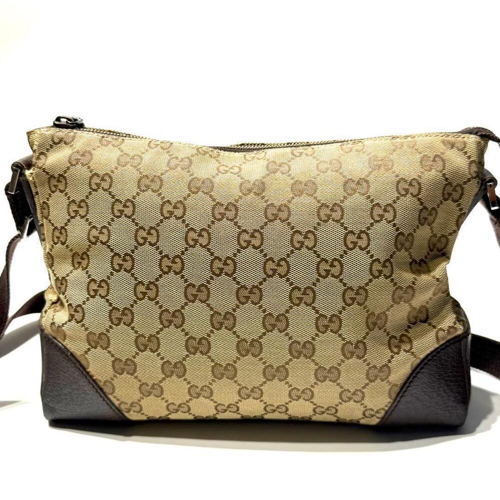 GUCCI GG Canvas Shoulder Bag Messenger Brown Crossbody Leather - Picture 4 of 10